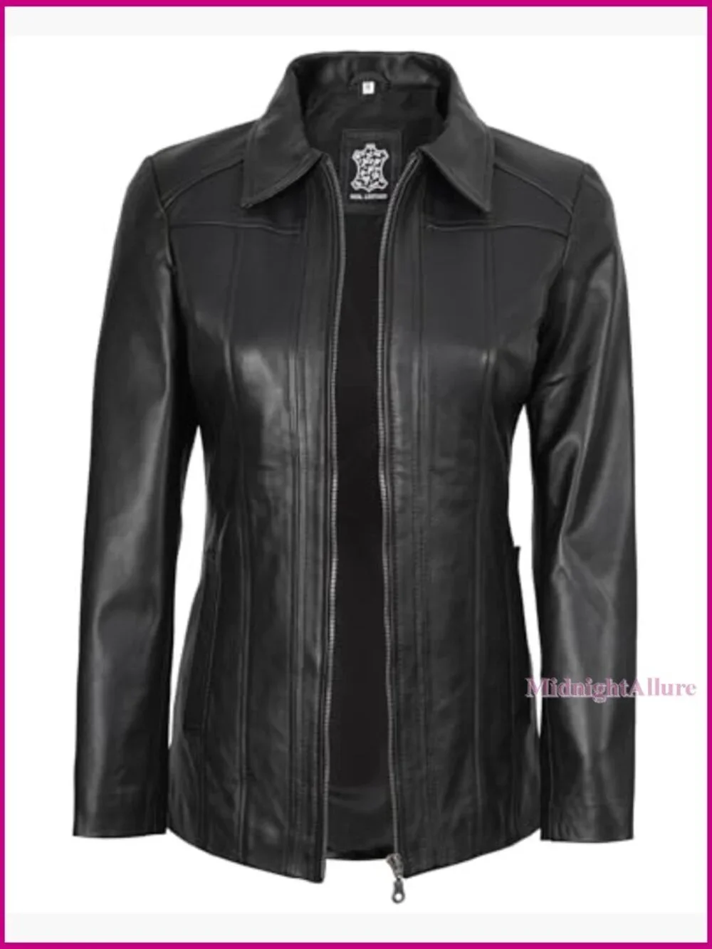 Lambskin Leather Jacket Blazer Style with Zip Pockets - Picture 2 of 7